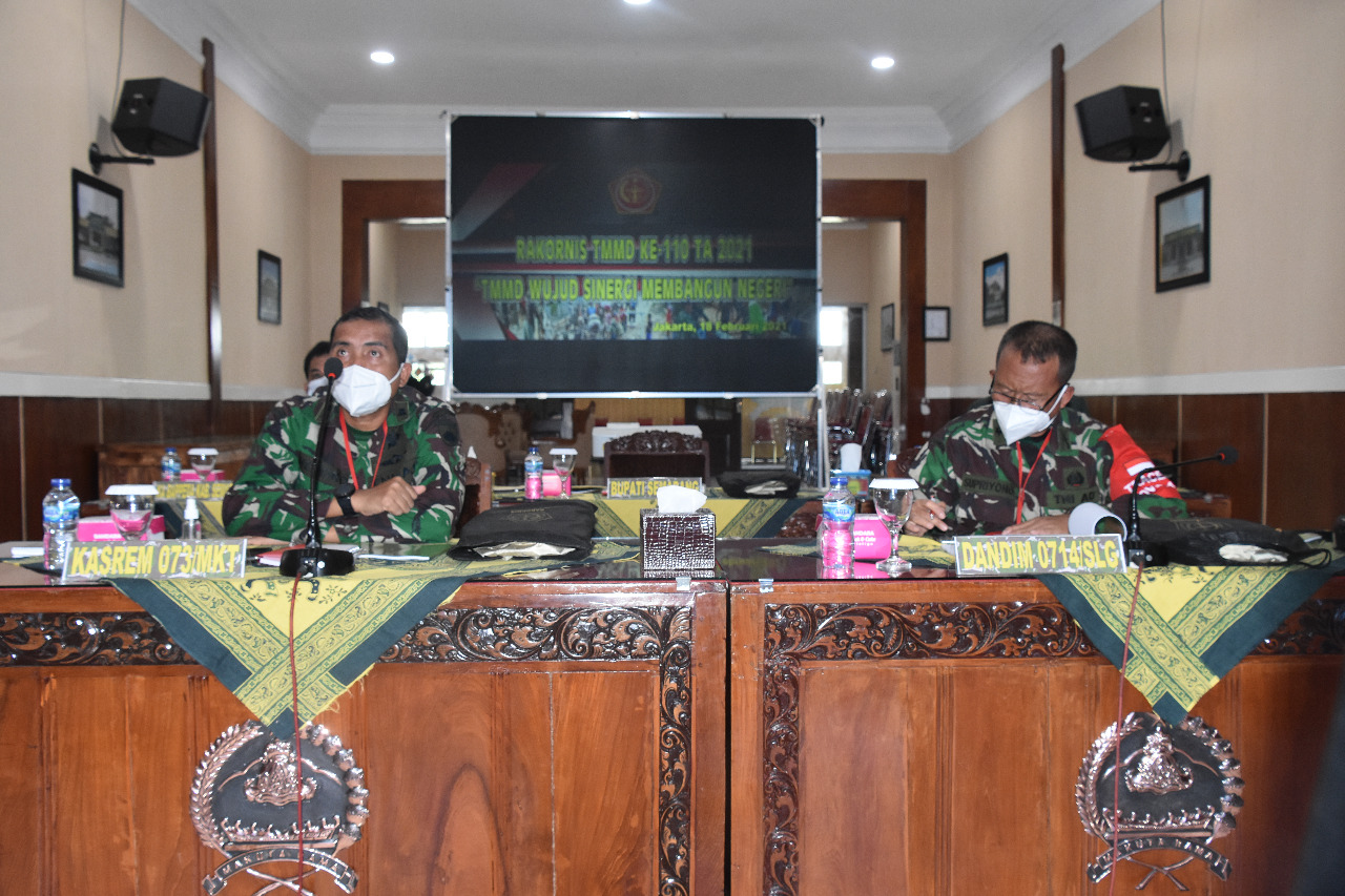 Kasrem 073/MKT Hadiri Vidio Conference, Dalam Rangka Rakornis TMMD Ke-110 Tahun 2021